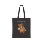 Powered by Naps & Milk Cute Bear Canvas Tote Bag| Funny Teddy Bear Reusable Shopping Bag | Bear Lover Gift |Reusable Shoulder Bag