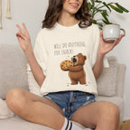 Will Do Anything for Snacks Bear Shirt | Funny Foodie T-Shirt | Cute Bear Graphic Tee | Gift for Snack Lovers