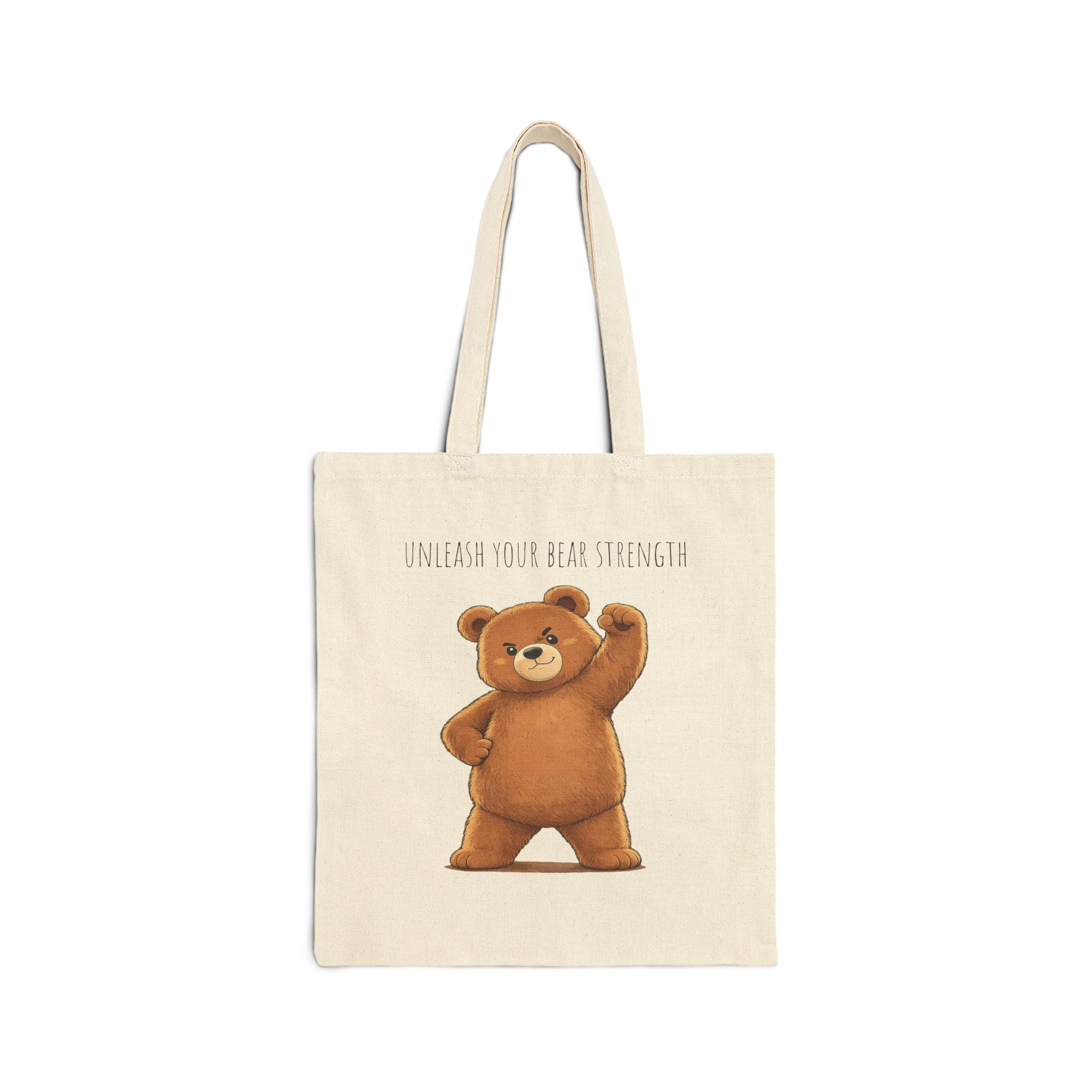 Cute Bear Canvas Tote Bag | Unleash Your Bear Strength| Motivational Reusable Tote | Bear Lover Gift |Reusable Shoulder Bag