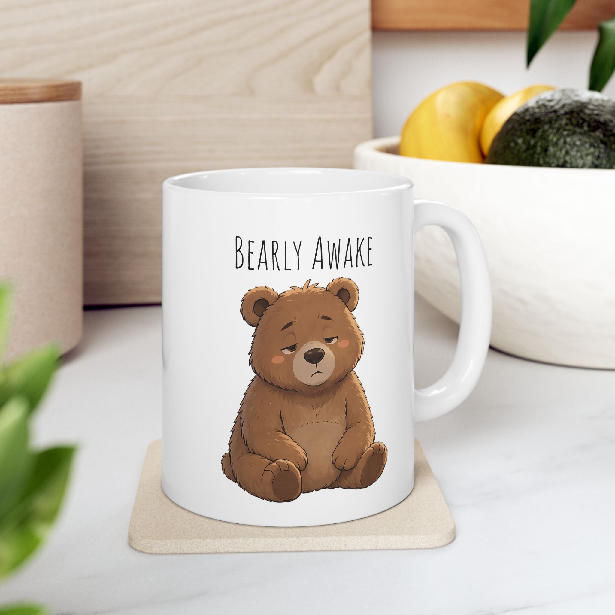 Bearly Awake Cute Bear Mug | Cute Sleepy Bear Coffee Cup Coffee Mug 11oz, 15oz, I Bear Lover Gift, Cozy Tea Cup