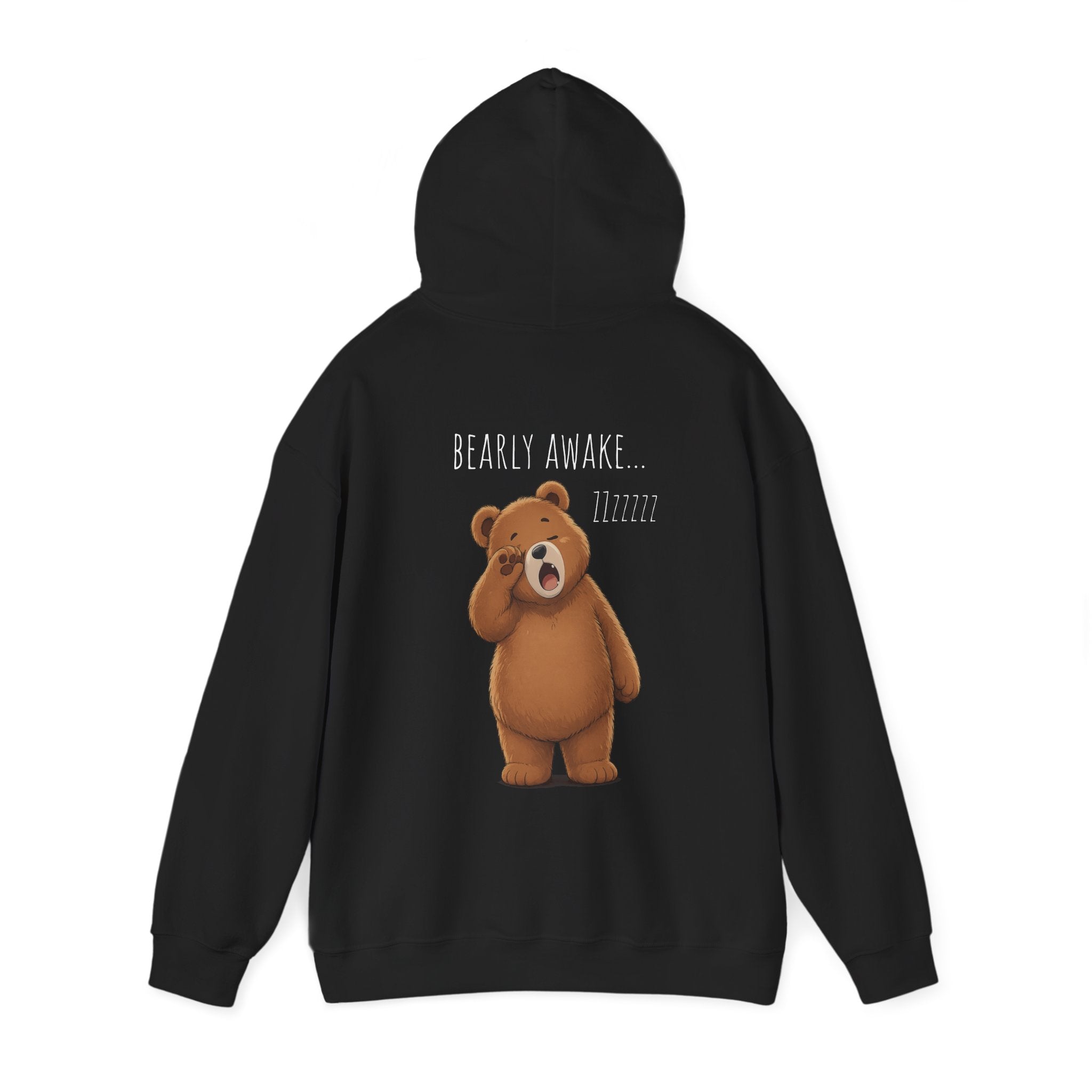 I Need A Nap Bearly Awake Bear Hoodie | Cute Bear Front Back Print Hoodie | Cozy Unisex Sweatshirt | Cute Bear Graphic Hoodie