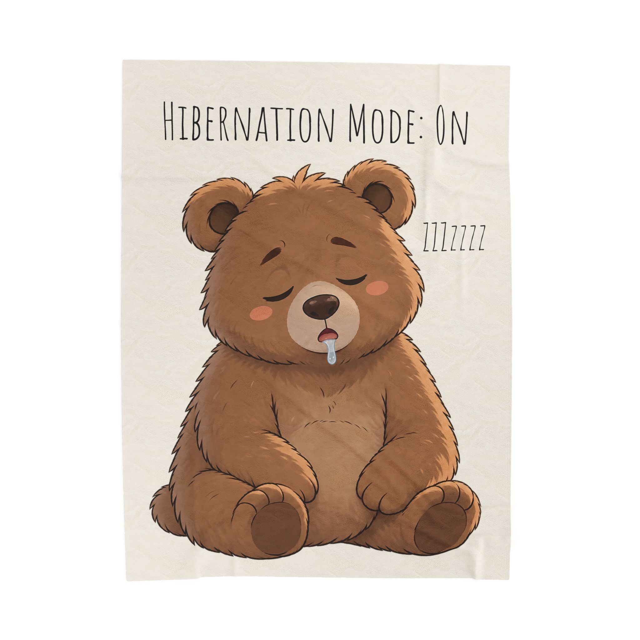 Hibernation Mode On Bear Blanket, Cute Bear Throw Blanket, Cozy Velveteen Plush Blanket, Bear Lover Gift, Funny Animal Blanket