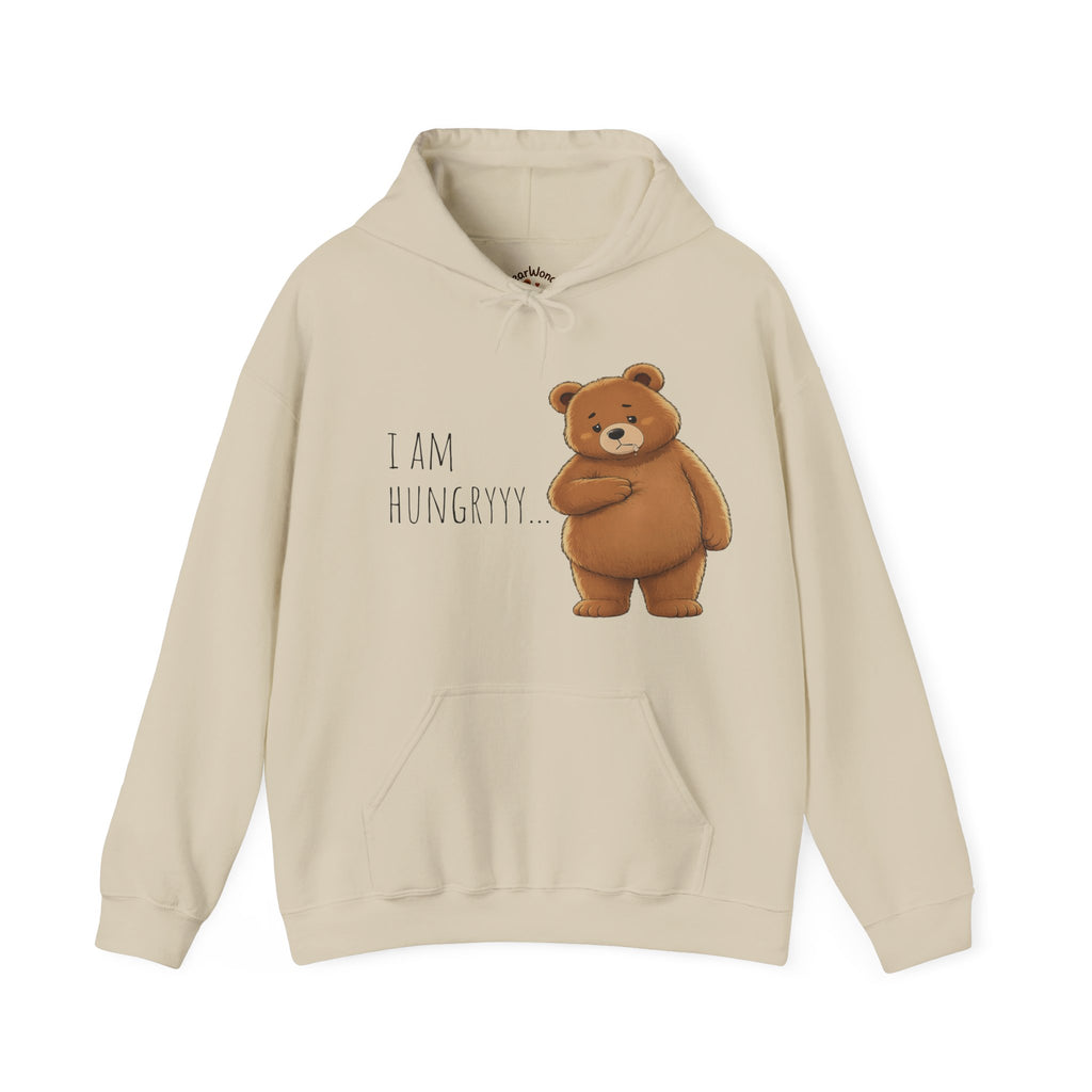 Where Is The Food? Bear Hoodie | Funny Hungry Bear Graphic Hoodie | Cute Foodie Gift | Unisex Cozy Sweatshirt | Front & Back Print
