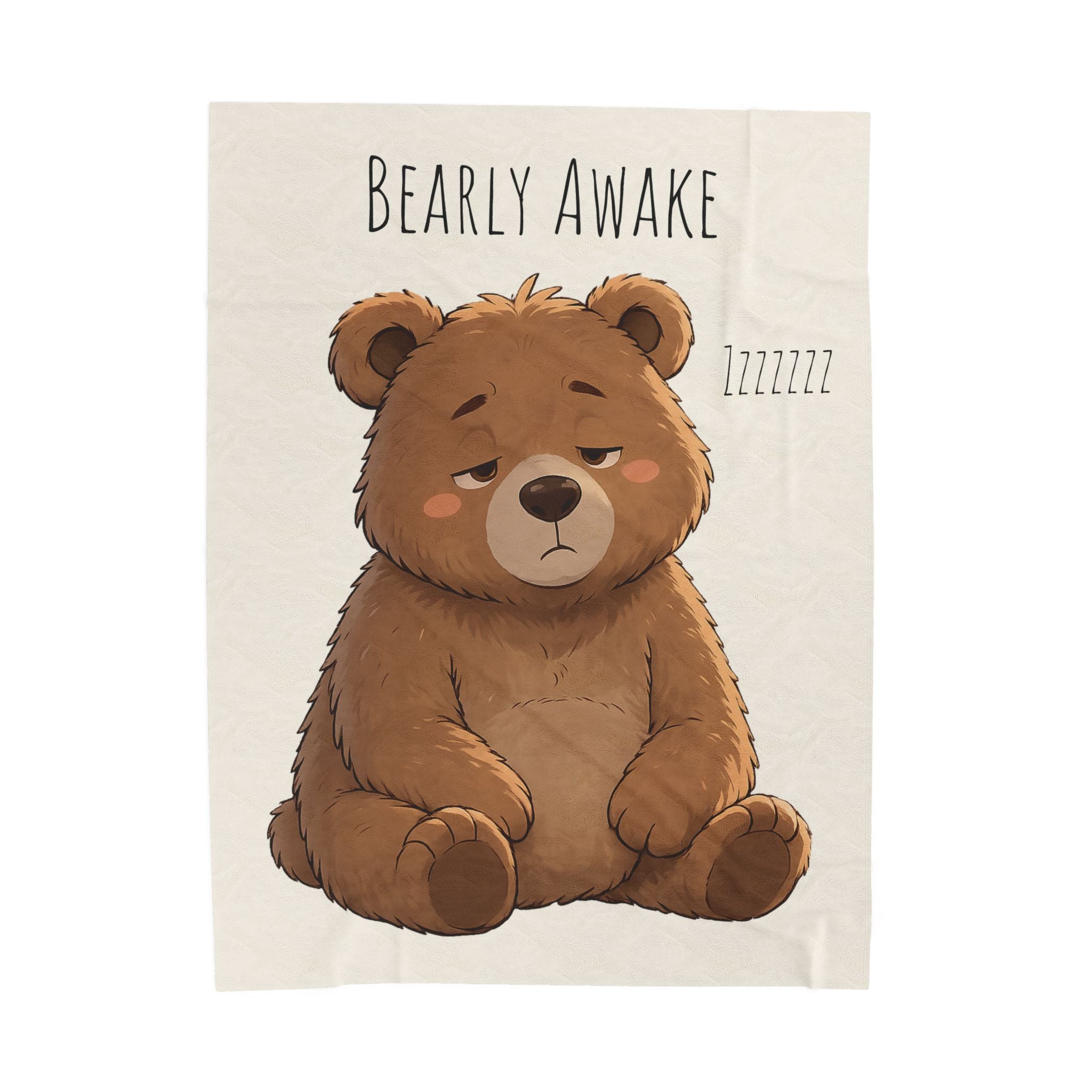 Bearly Awake Cute Bear Velveteen Plush Blanket | Cozy Animal Throw | Gift for Bear Lovers