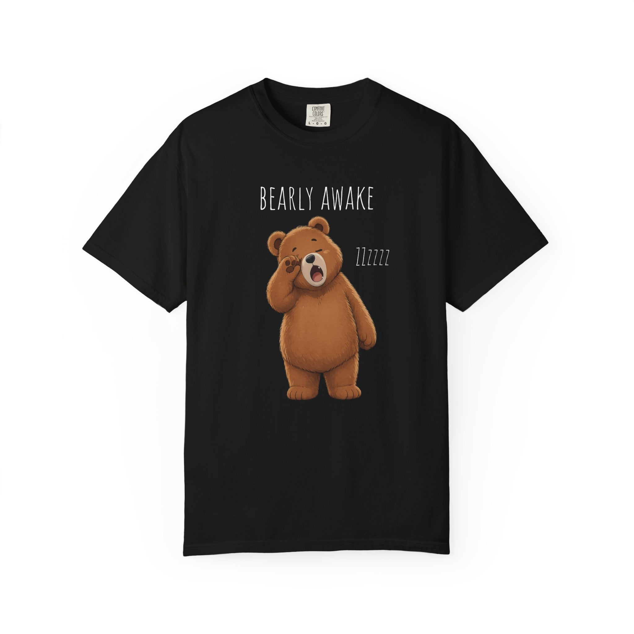 Bearly Awake Bear T-Shirt | Cute Funny Bear Graphic Tee | Unisex Comfort Colors Shirt | Sleepy Bear Gift