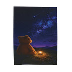 Stargazing Bear Velveteen Plush Blanket, Velveteen Plush Blanket, Nature Lover Gift, Cozy Bear Gift, Bear lover Gift